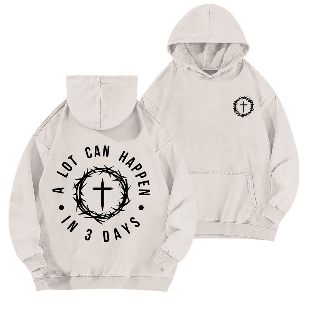 Christianartworkshop A Lot Can Happen In 3 Days Thorn Cross Washed Hoodie - White - 5XL - image 9