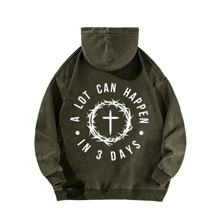 Christianartworkshop A Lot Can Happen In 3 Days Thorn Cross Washed Hoodie - image 4
