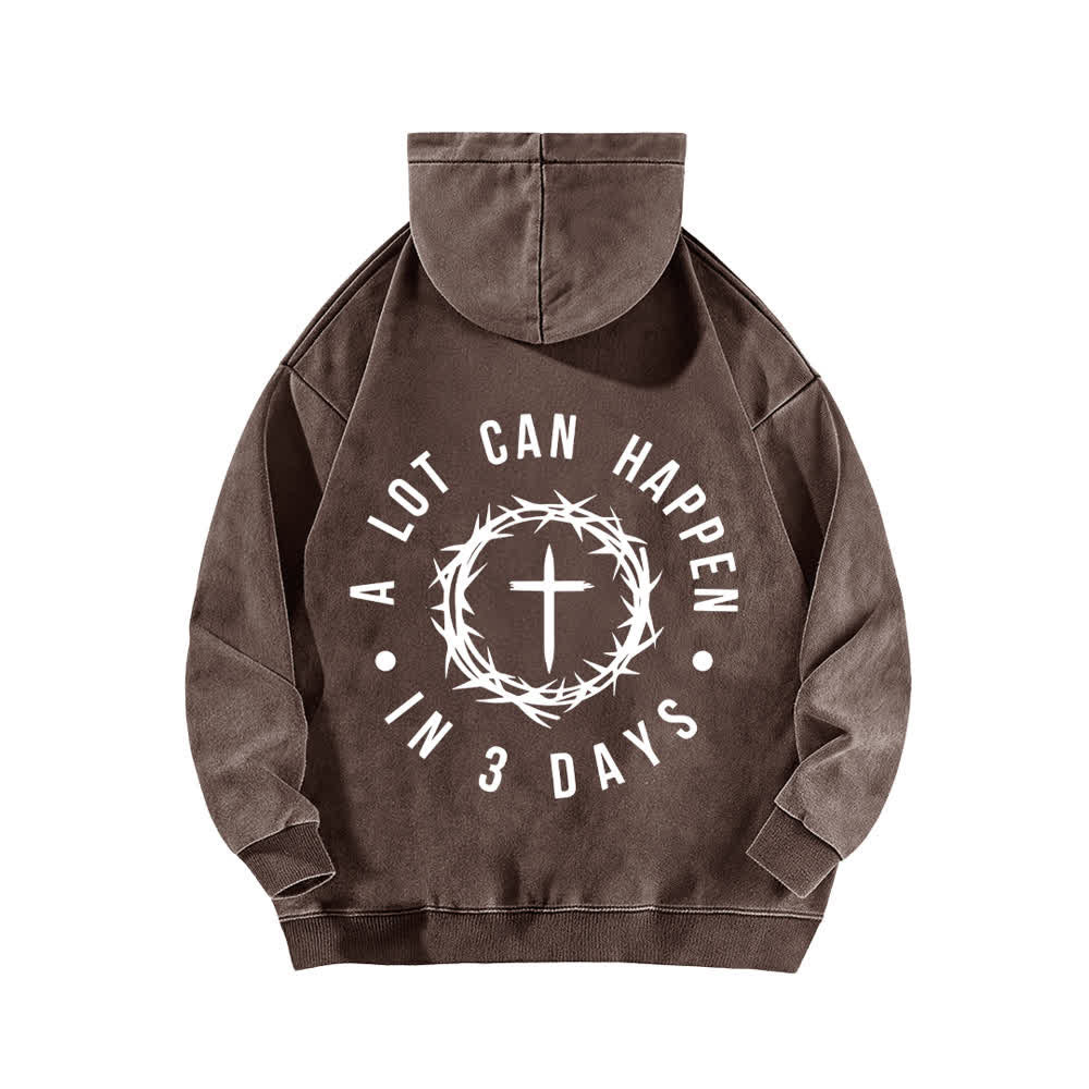 Christianartworkshop A Lot Can Happen In 3 Days Thorn Cross Washed Hoodie - image 13