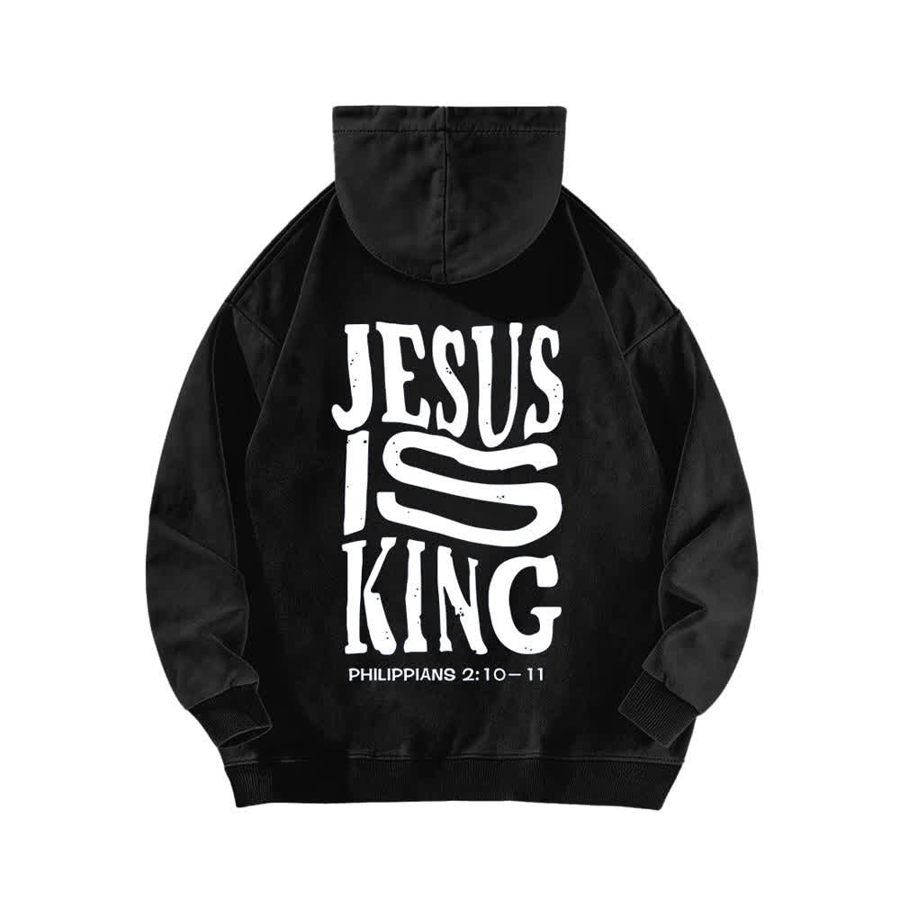 Christianartworkshop Jesus Is King Front And Back Print Washed Hoodie - image 4