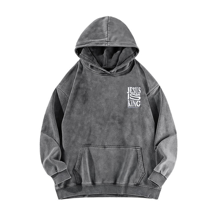 Christianartworkshop Jesus Is King Front And Back Print Washed Hoodie - image 8