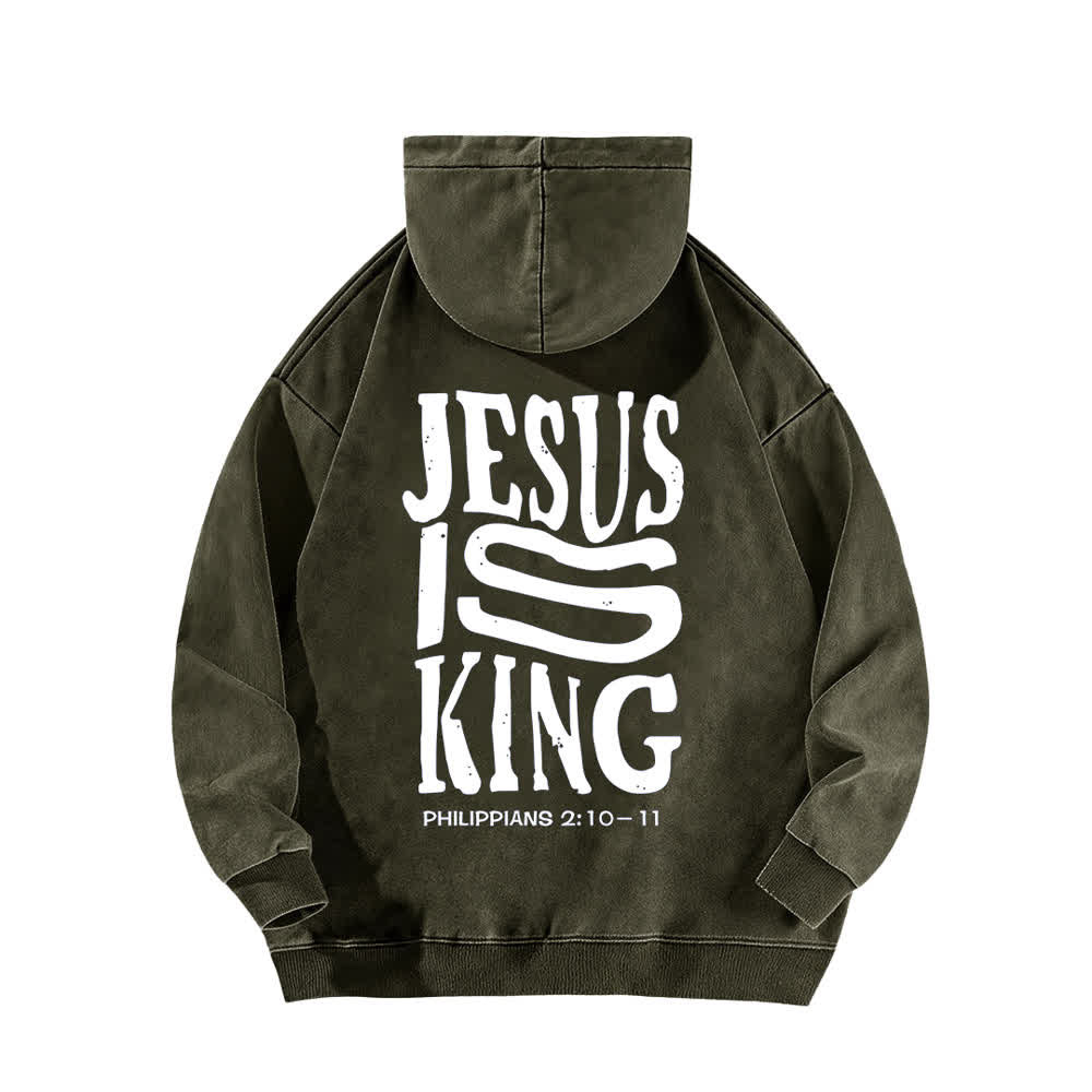 Christianartworkshop Jesus Is King Front And Back Print Washed Hoodie - image 1