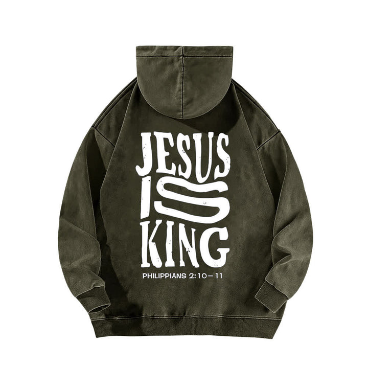 Christianartworkshop Jesus Is King Front And Back Print Washed Hoodie - image 1