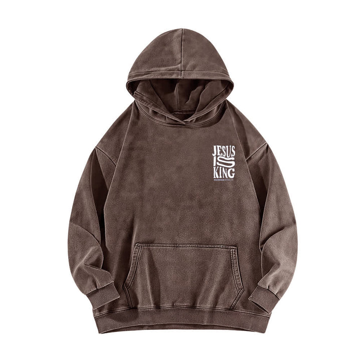 Christianartworkshop Jesus Is King Front And Back Print Washed Hoodie - image 11