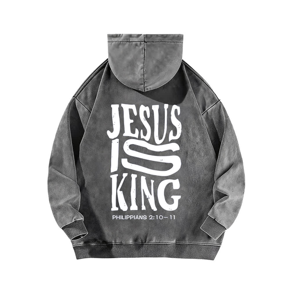Christianartworkshop Jesus Is King Front And Back Print Washed Hoodie - image 7