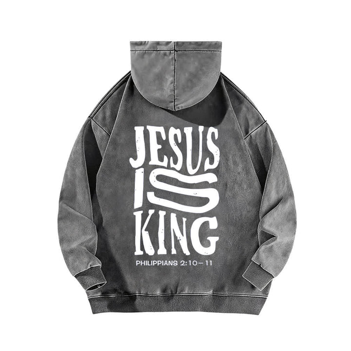 Christianartworkshop Jesus Is King Front And Back Print Washed Hoodie - image 7
