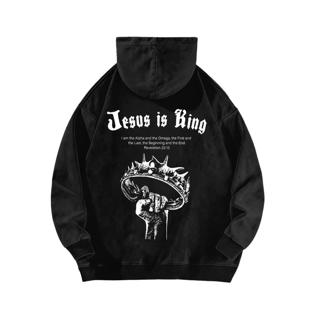 Christianartworkshop Jesus Is King Crown Of Thorns Washed Hoodie - image 4