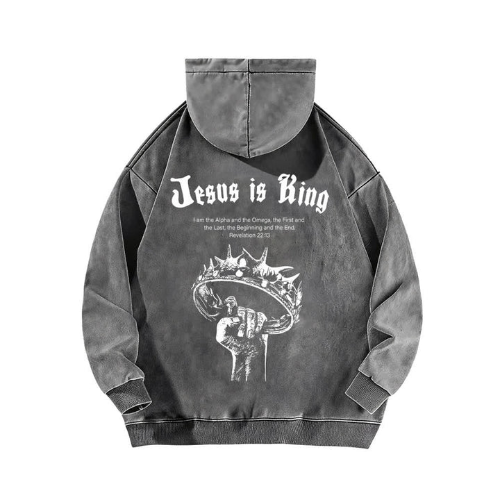 Christianartworkshop Jesus Is King Crown Of Thorns Washed Hoodie - image 7