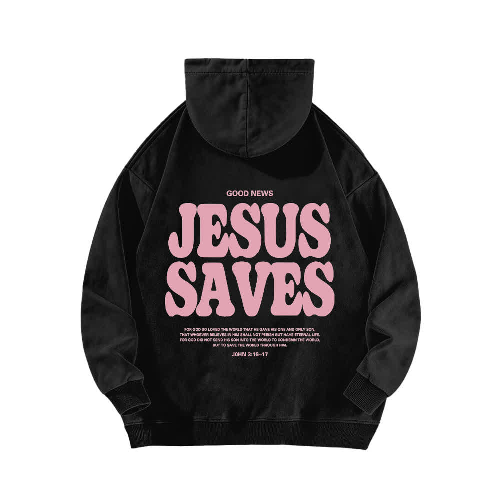 Christianartworkshop Jesus Saves Good News Front And Back Washed Hoodie - image 1