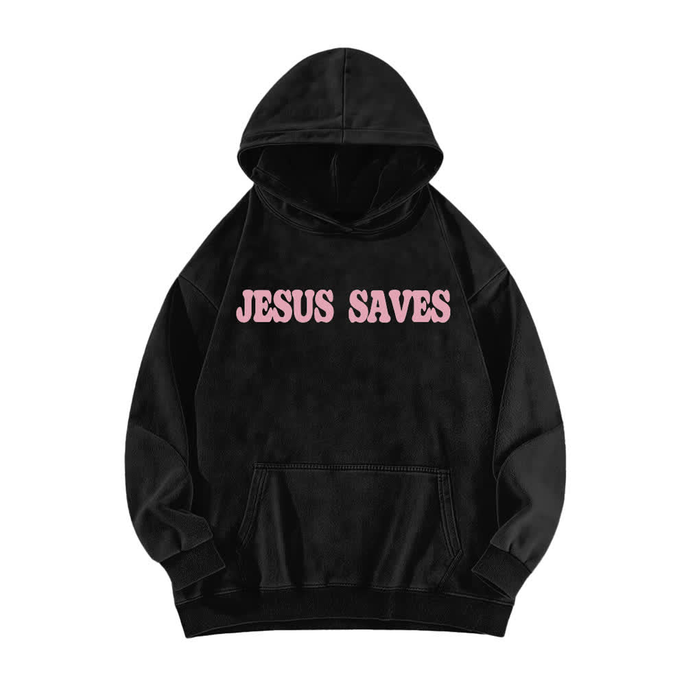 Christianartworkshop Jesus Saves Good News Front And Back Washed Hoodie - image 2
