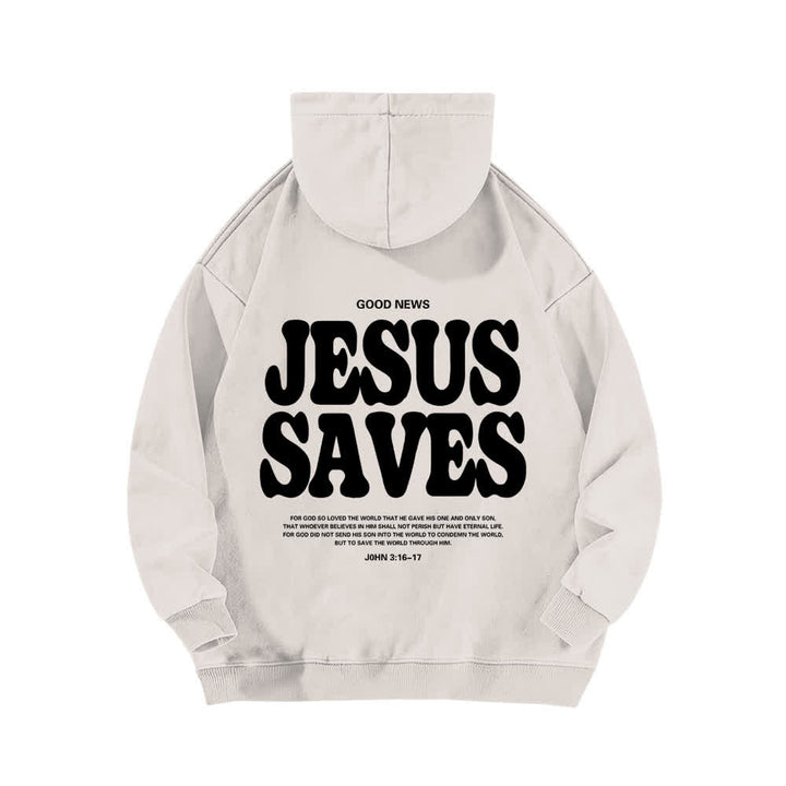 Christianartworkshop Jesus Saves Good News Front And Back Washed Hoodie - image 13