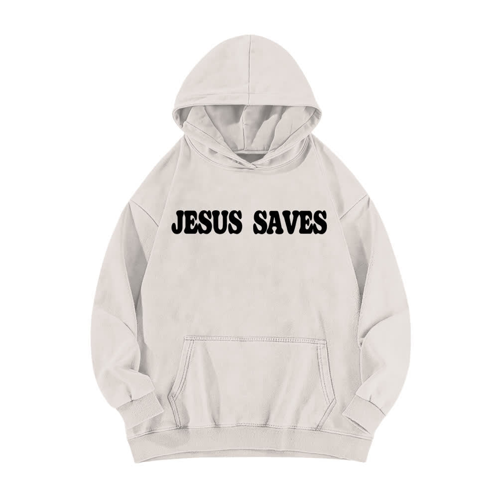 Christianartworkshop Jesus Saves Good News Front And Back Washed Hoodie - image 14