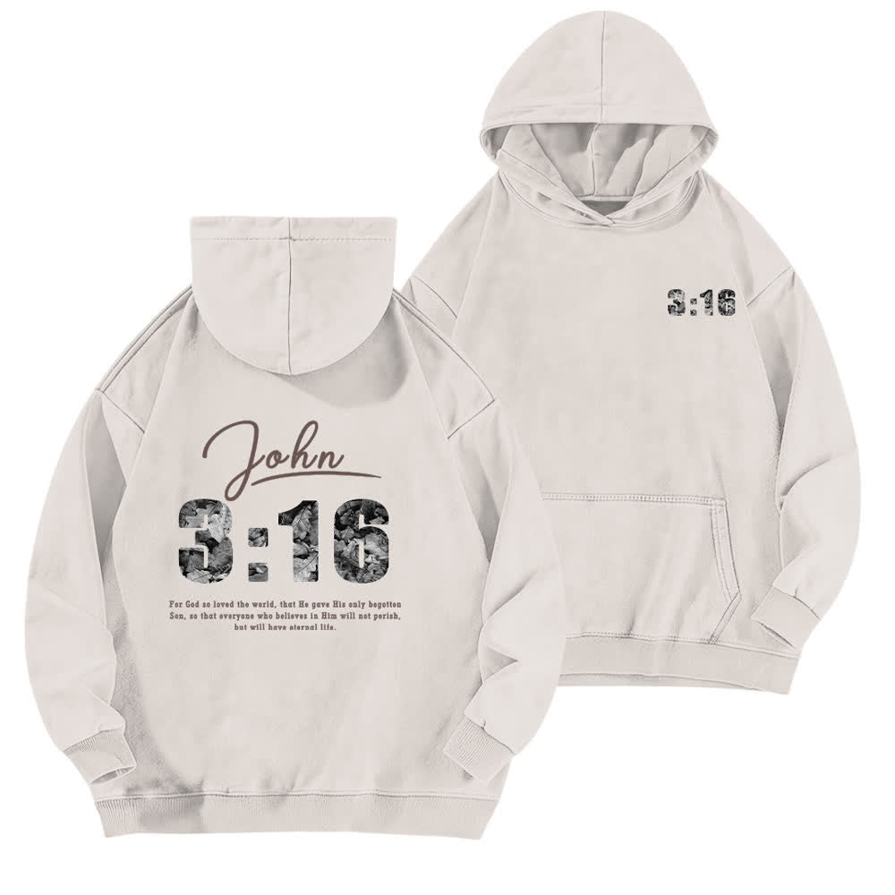 Christianartworkshop John 3:16 Vintage Front And Back Print Washed Hoodie - White - 5XL - image 0
