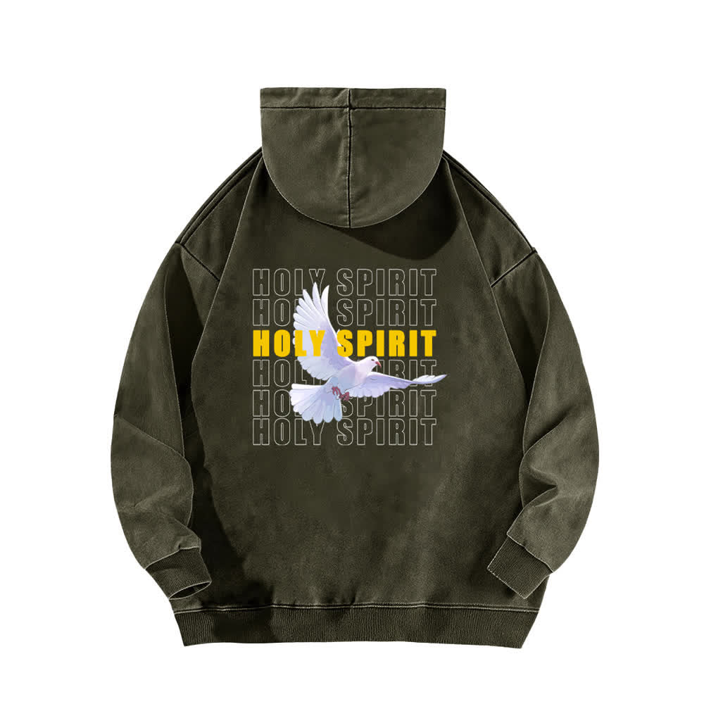 Christianartworkshop Holy Spirit Dove Graphic Oversized Black Washed Hoodie - image 7