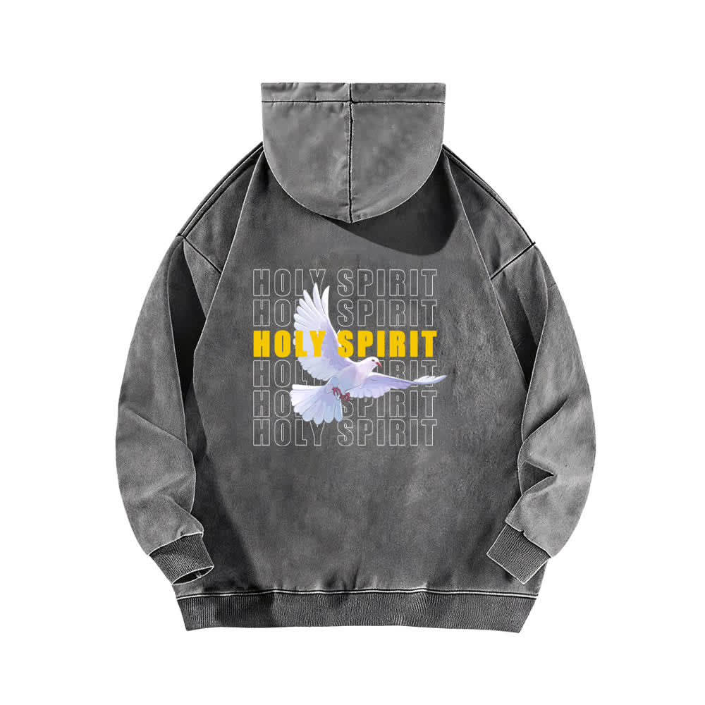Christianartworkshop Holy Spirit Dove Graphic Oversized Black Washed Hoodie - image 10