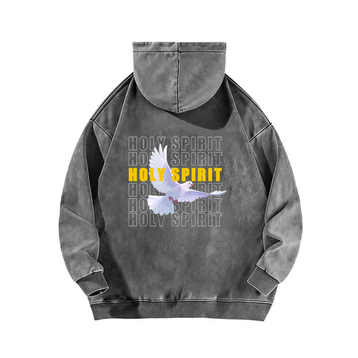 Christianartworkshop Holy Spirit Dove Graphic Oversized Black Washed Hoodie - image 10