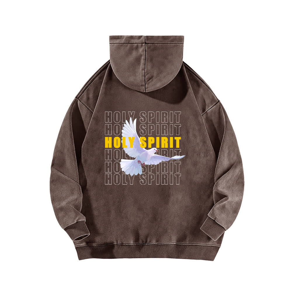 Christianartworkshop Holy Spirit Dove Graphic Oversized Black Washed Hoodie - image 13