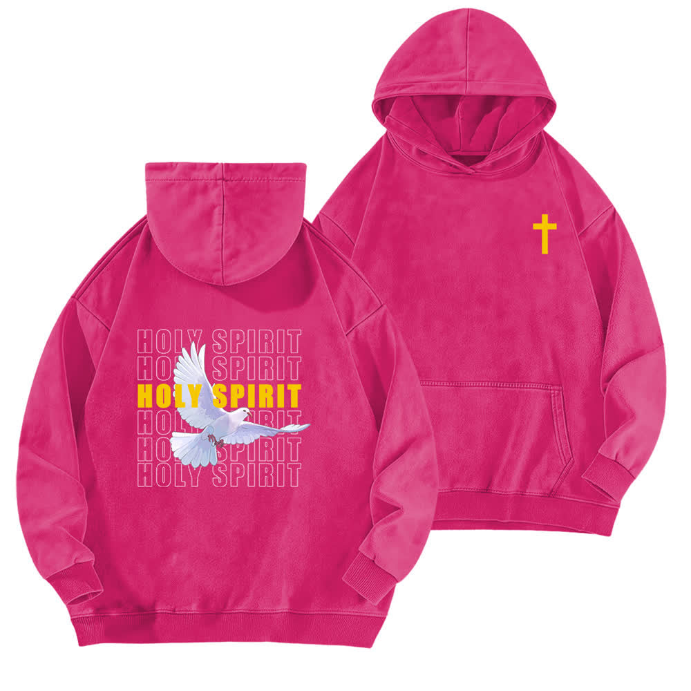 Christianartworkshop Holy Spirit Dove Graphic Oversized Black Washed Hoodie - Rose - 5XL - image 15