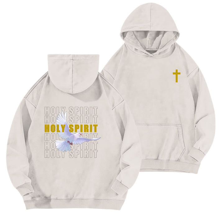 Christianartworkshop Holy Spirit Dove Graphic Oversized Black Washed Hoodie - White - 5XL - image 3
