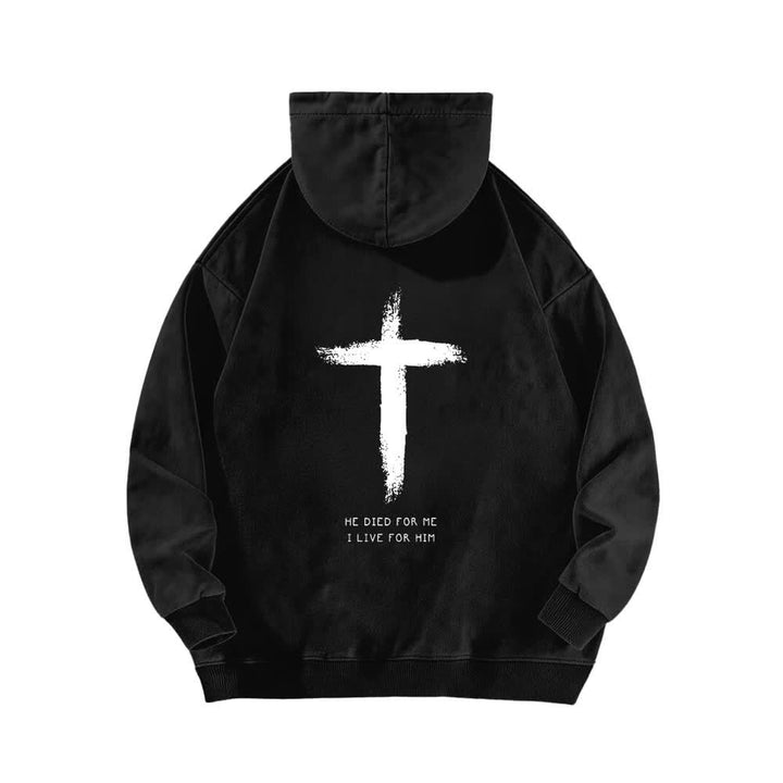 Christianartworkshop He Died For Me Cross Back Print Washed Hoodie - image 4