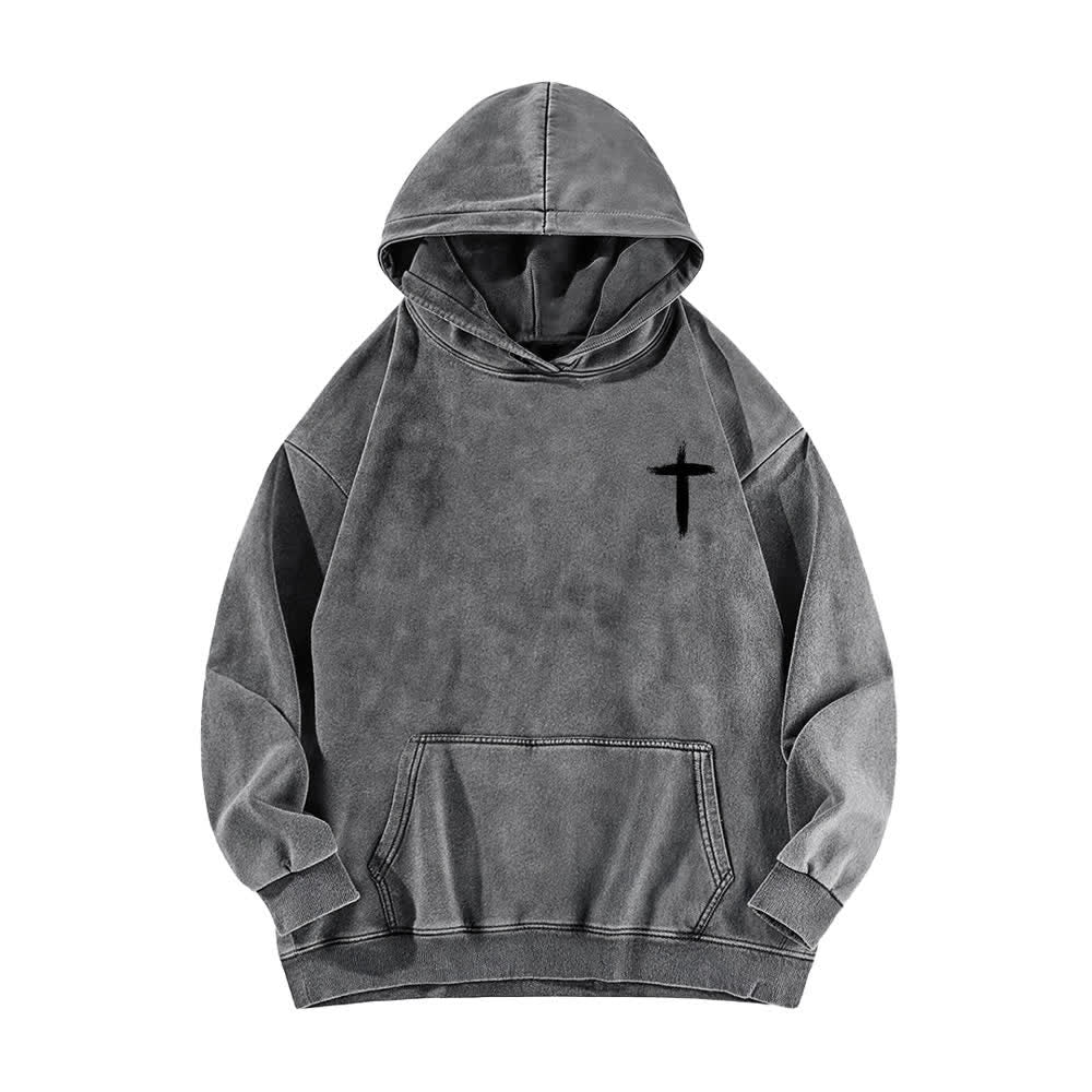 Christianartworkshop He Died For Me Cross Back Print Washed Hoodie - image 8