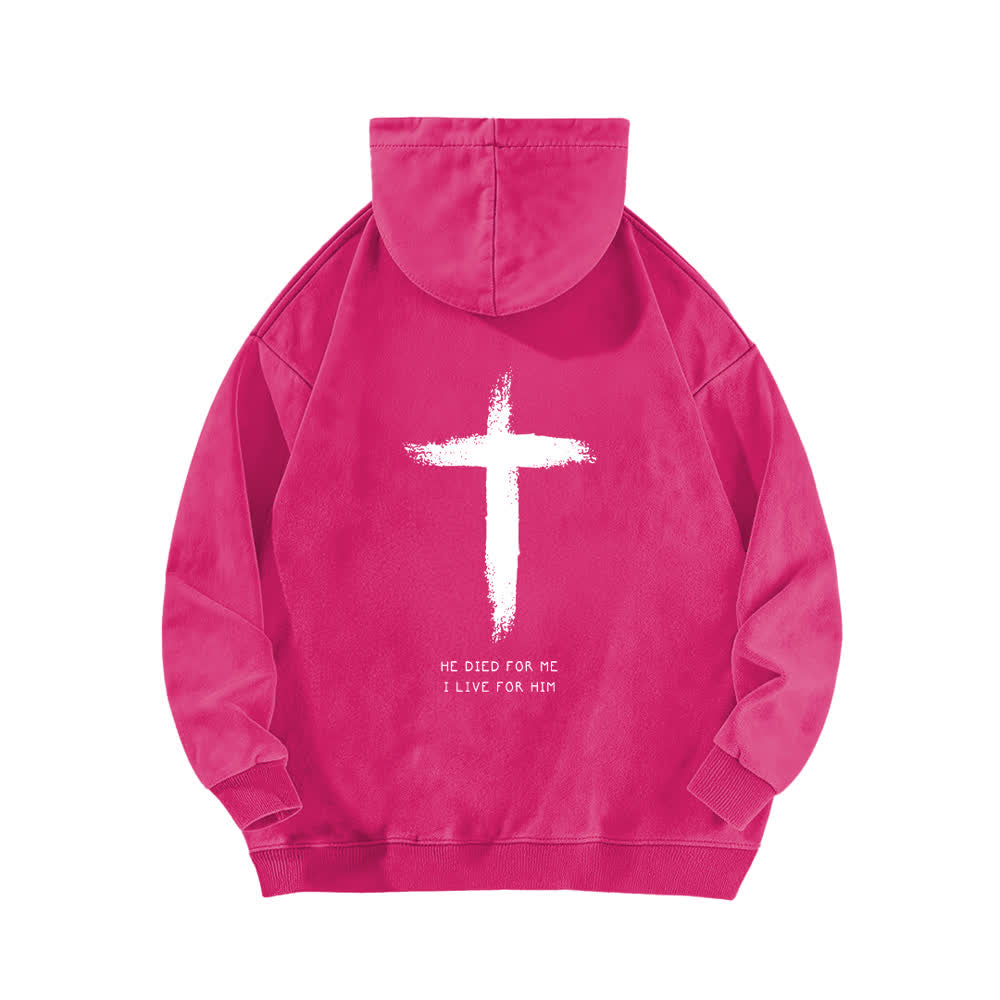 Christianartworkshop He Died For Me Cross Back Print Washed Hoodie - image 16