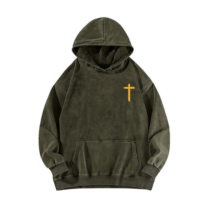 Christianartworkshop Jesus Is King Crown Back Print Washed Hoodie - image 8