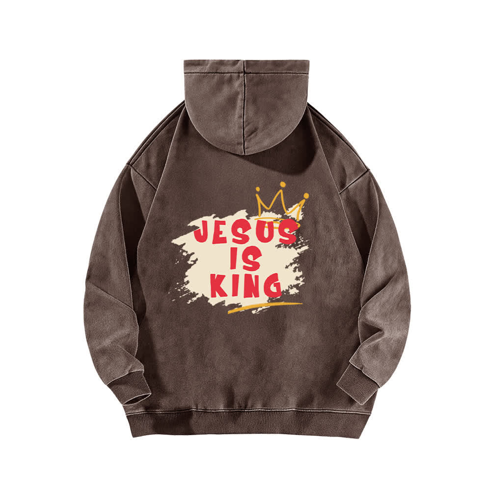 Christianartworkshop Jesus Is King Crown Back Print Washed Hoodie - image 10