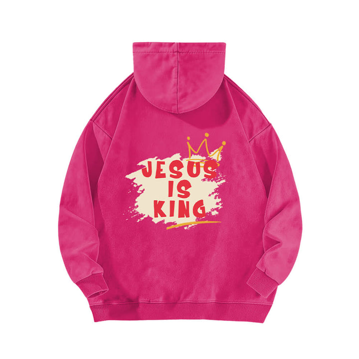 Christianartworkshop Jesus Is King Crown Back Print Washed Hoodie - image 16