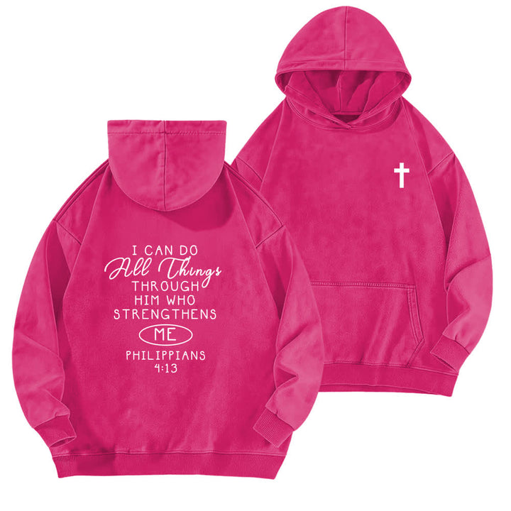 Christianartworkshop I Can Do All Things Cross Chest Washed Hoodie - Rose - 5XL - image 15