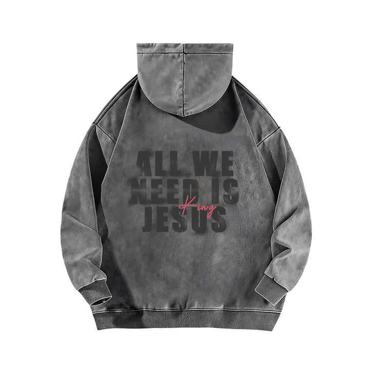 Christianartworkshop Jesus King Front And Back Print Washed Hoodie - image 7