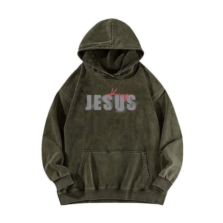 Christianartworkshop Jesus King Front And Back Print Washed Hoodie - image 11