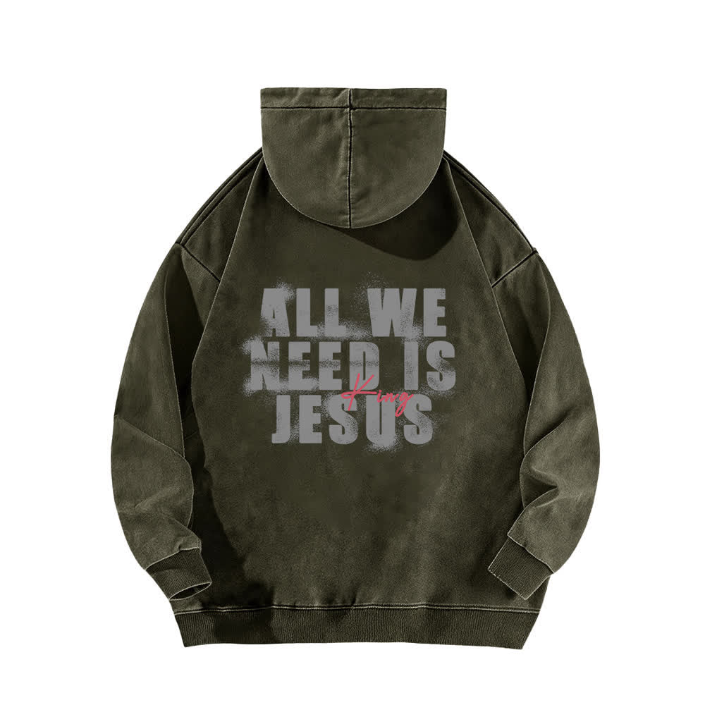 Christianartworkshop Jesus King Front And Back Print Washed Hoodie - image 10