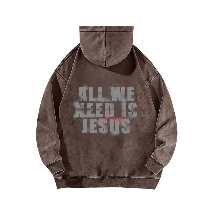 Christianartworkshop Jesus King Front And Back Print Washed Hoodie - image 13
