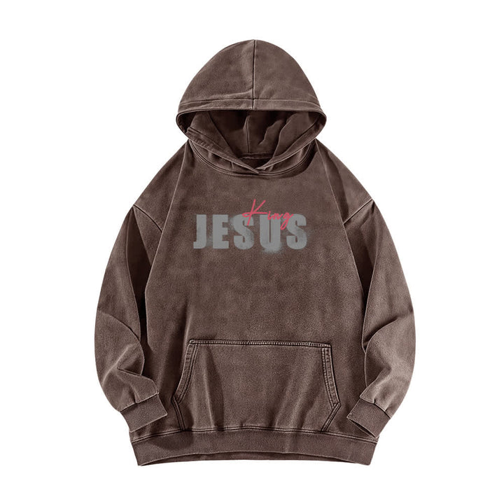 Christianartworkshop Jesus King Front And Back Print Washed Hoodie - image 14