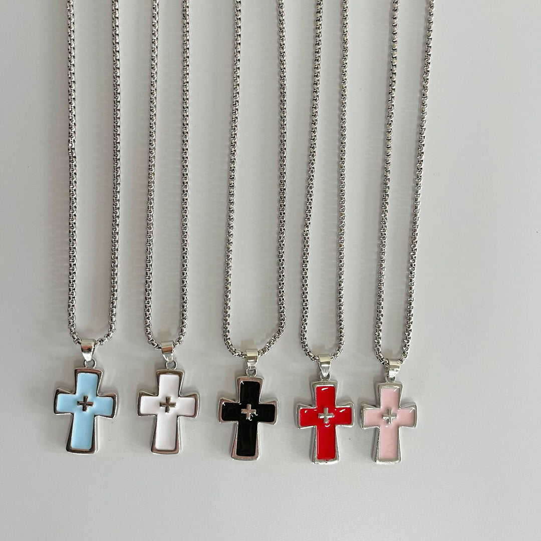 Christianartworkshop Polished Bezel‑Set Double‑Cross Necklace: Emblem of Timeless Heavenly Grace - image 2