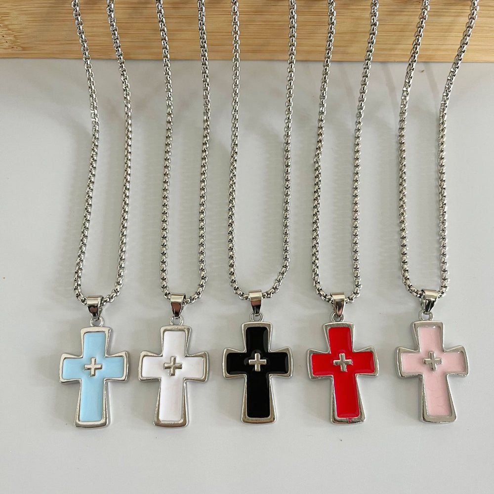 Christianartworkshop Polished Bezel‑Set Double‑Cross Necklace: Emblem of Timeless Heavenly Grace - image 1