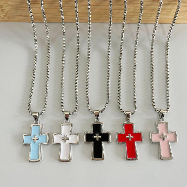 Christianartworkshop Polished Bezel‑Set Double‑Cross Necklace: Emblem of Timeless Heavenly Grace - image 1