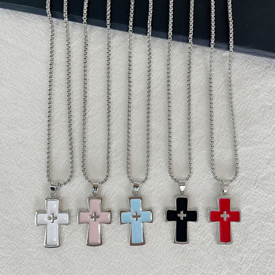 Christianartworkshop Polished Bezel‑Set Double‑Cross Necklace: Emblem of Timeless Heavenly Grace - image 0