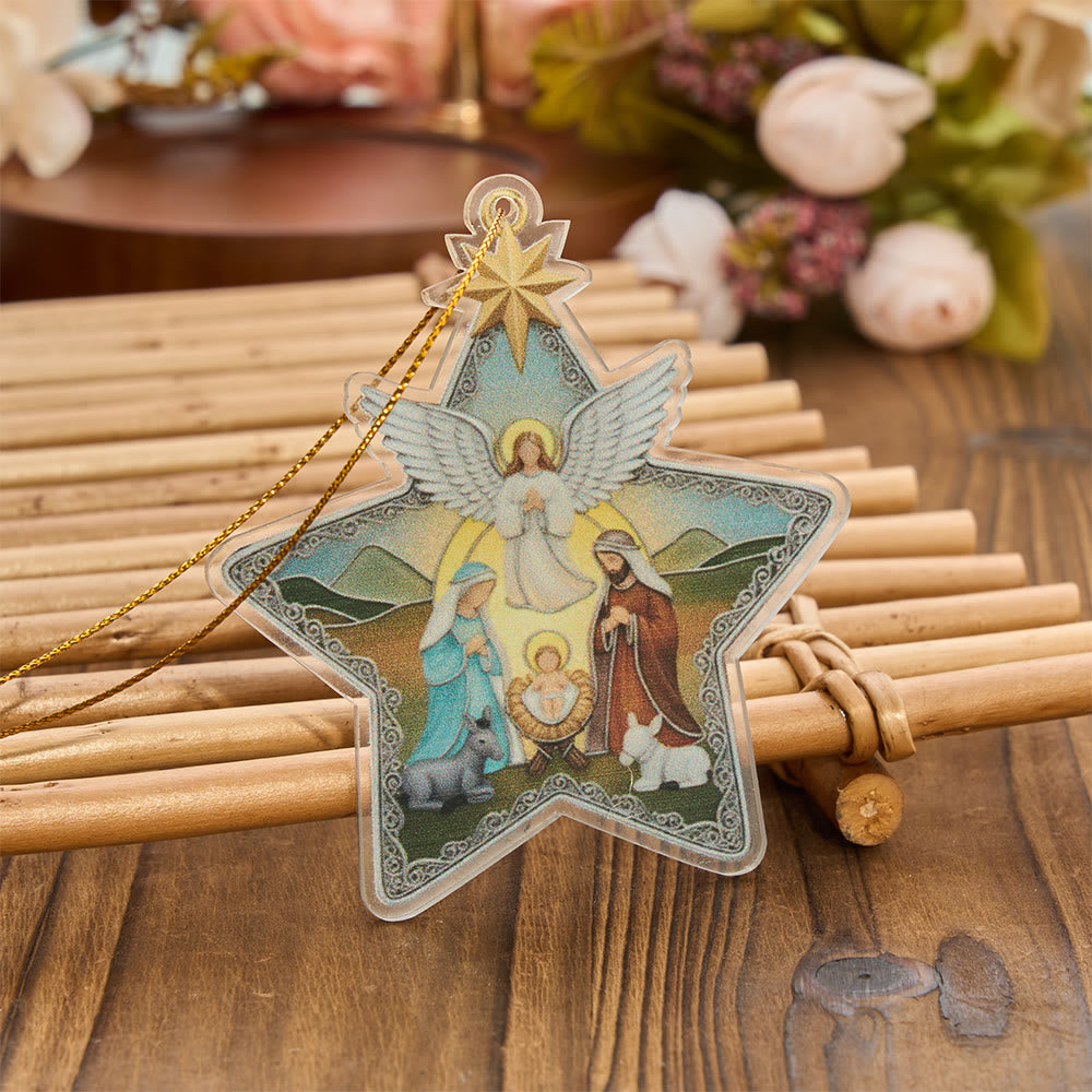 Christianartworkshop Our Lady & Holy Family Star Acrylic Ornament: Emblem of Tender Heavenly Mercy - image 1