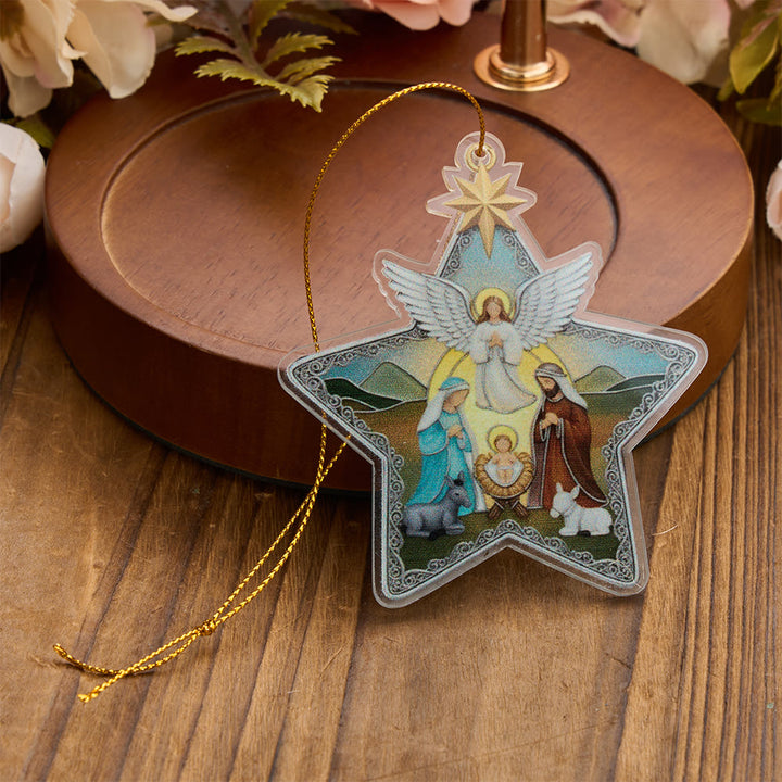 Christianartworkshop Our Lady & Holy Family Star Acrylic Ornament: Emblem of Tender Heavenly Mercy - image 3