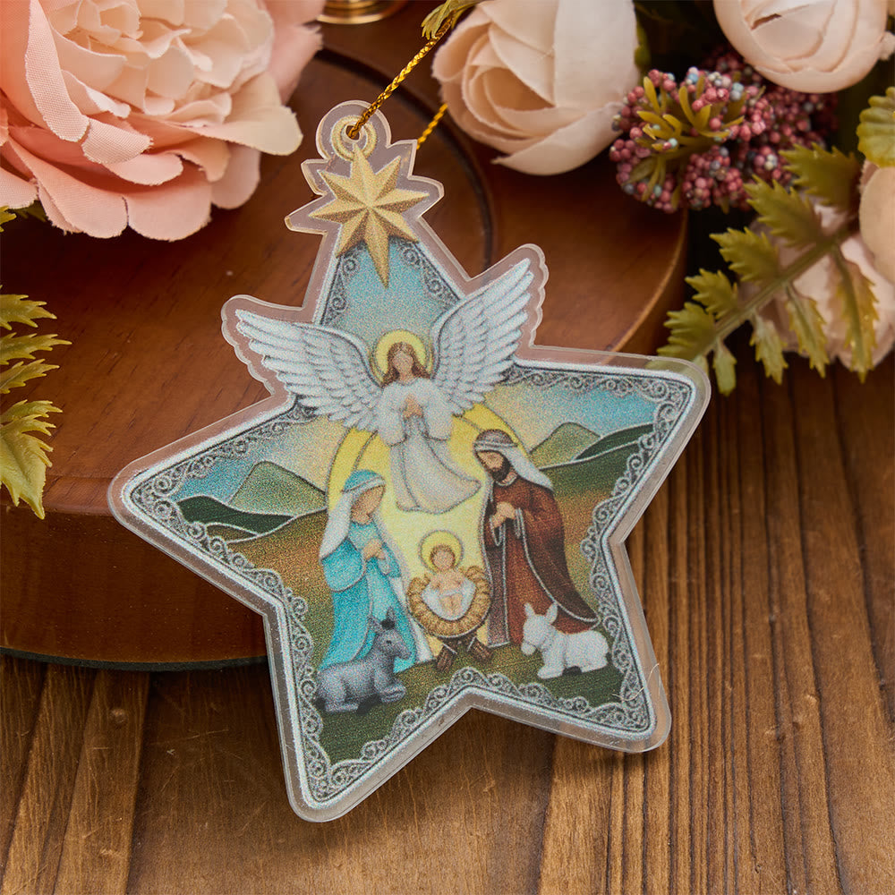 Christianartworkshop Our Lady & Holy Family Star Acrylic Ornament: Emblem of Tender Heavenly Mercy - image 4