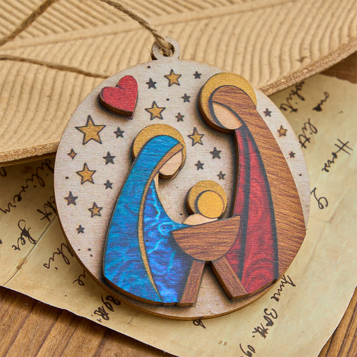 Christianartworkshop Holy Family Wooden Nativity Ornament: Emblem of Timeless Blessed Nativity - image 4