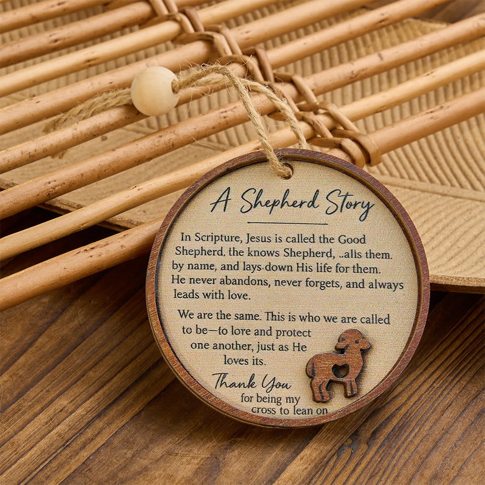 Christianartworkshop A Shepherd Story Layered Wood Round Ornament: Emblem of Tender Loving Guidance - image 1