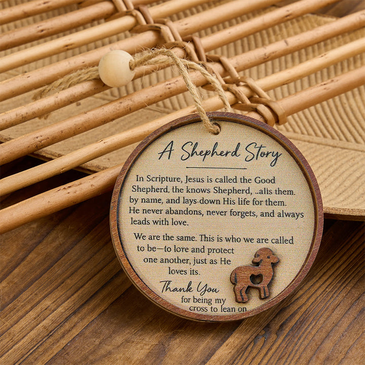 Christianartworkshop A Shepherd Story Layered Wood Round Ornament: Emblem of Tender Loving Guidance - image 1
