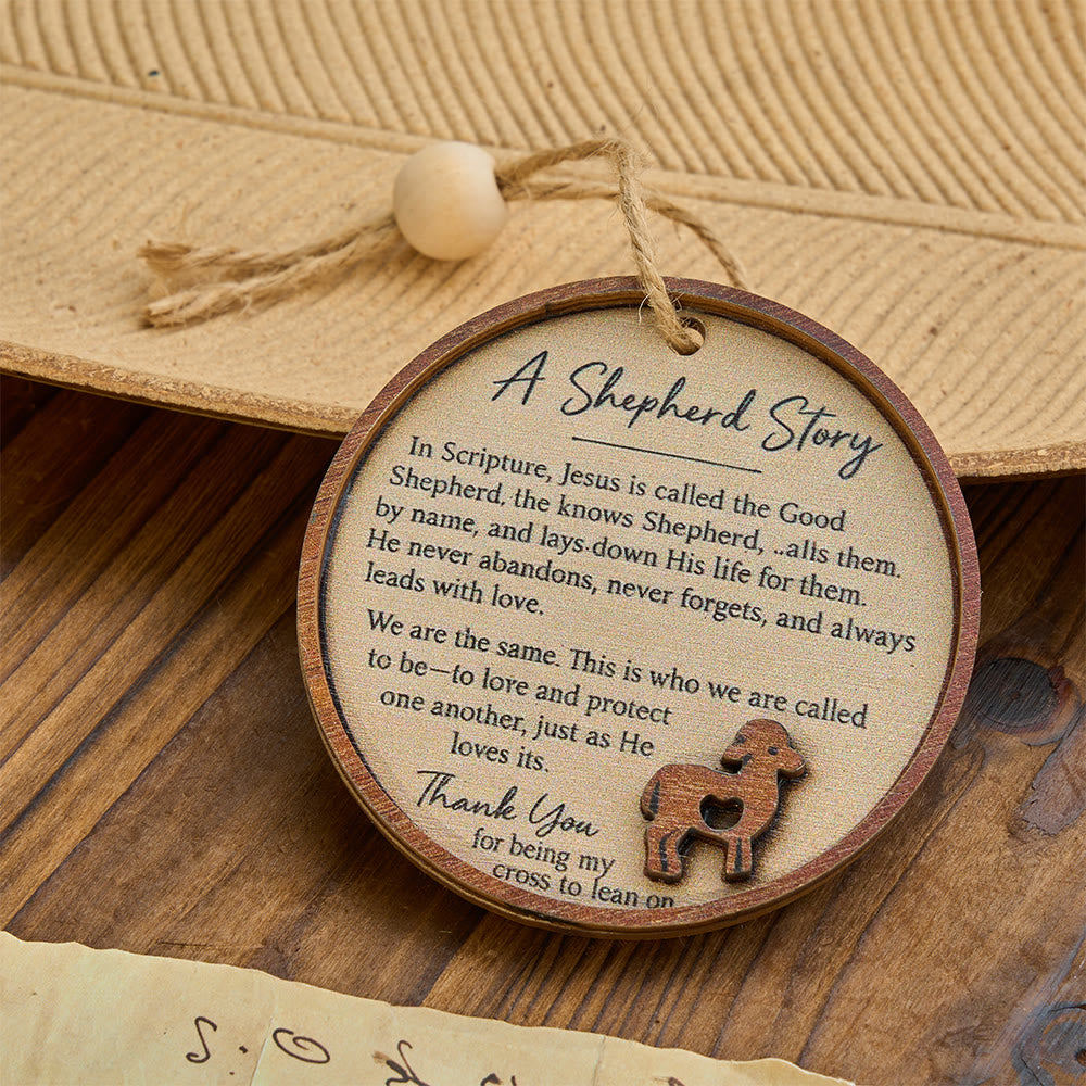 Christianartworkshop A Shepherd Story Layered Wood Round Ornament: Emblem of Tender Loving Guidance - image 3
