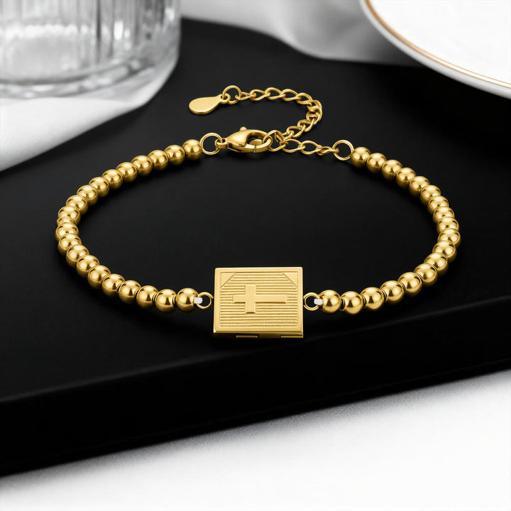 Christianartworkshop Openable Book‑Shaped Cross Locket Bead Bracelet: Token of Treasured Inner Devotion - image 2