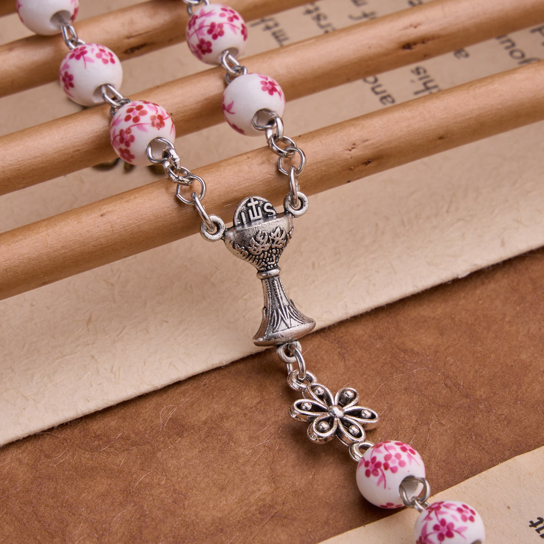 FREE Today: Ceramic Rosary With Jeweled Our Lady Medal: Token of Divine Shelter - image 4