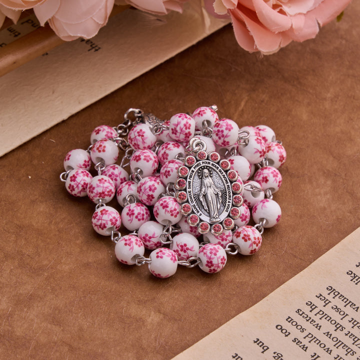 FREE Today: Ceramic Rosary With Jeweled Our Lady Medal: Token of Divine Shelter - image 2