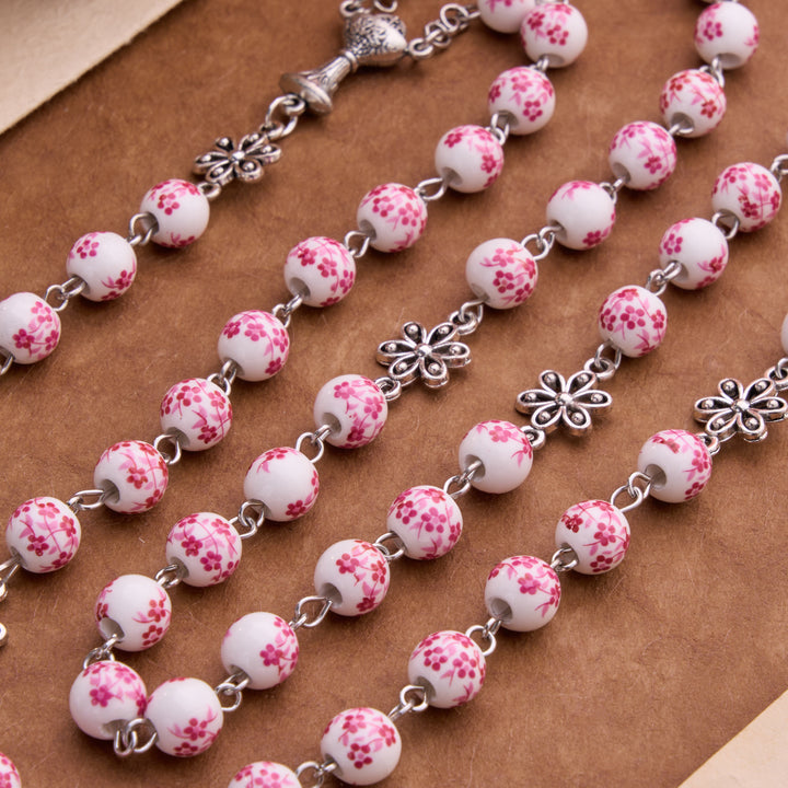 Christianartworkshop Ceramic Rosary With Jeweled Our Lady Medal: Token of Divine Shelter - image 1